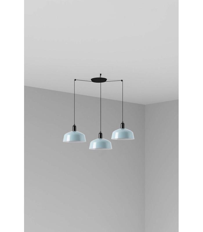 Tatawin Medium Cluster Pendant Ceiling Light Satin Black Gloss Grayish Blue 3x E27-1