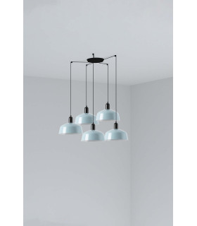 Tatawin Medium Cluster Pendant Ceiling Light Satin Black Gloss Grayish Blue 5x E27-1