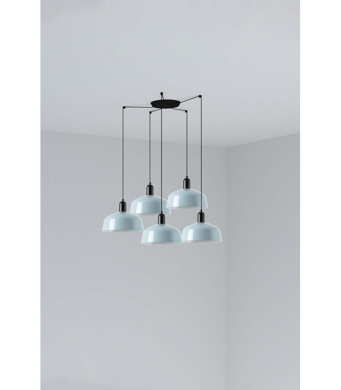 Tatawin Medium Cluster Pendant Ceiling Light Satin Black Gloss Grayish Blue 5x E27-1