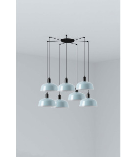 Tatawin Medium Cluster Pendant Ceiling Light Satin Black Gloss Grayish Blue 7x E27-1