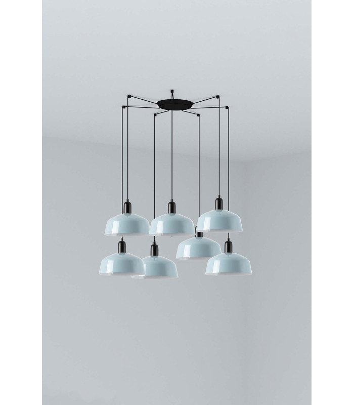 Tatawin Medium Cluster Pendant Ceiling Light Satin Black Gloss Grayish Blue 7x E27-1