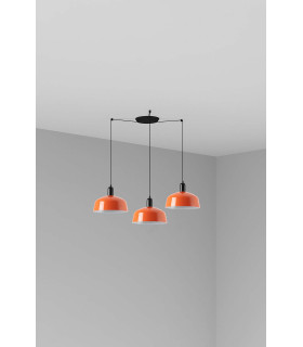 Tatawin Medium Cluster Pendant Ceiling Light Satin Black Gloss Reddish Orange 3x E27-1