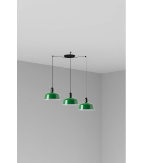 Tatawin Medium Cluster Pendant Ceiling Light Satin Black Gloss Green 3x E27-1