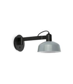 Tatawin Arm Dome Wall Lamp Black Gloss Grayish Blue 1x E27-1