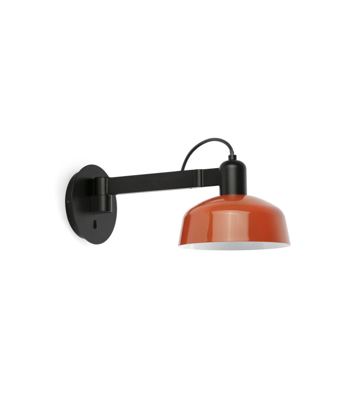 Tatawin Arm Dome Wall Lamp Black Gloss Reddish Orange 1x E27-1