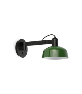 Tatawin Arm Dome Wall Lamp Black Gloss Green 1x E27-1