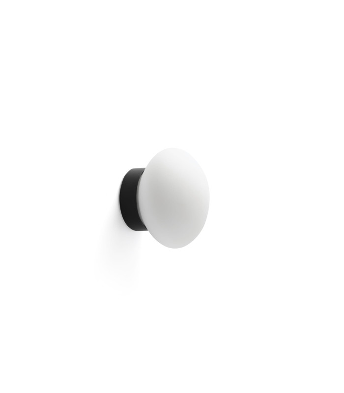 Nubo 12cm Globe Wall Lights Matt Black Opal IP44 2700K-1
