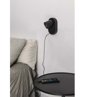 Corb USB C Reading Wall Light Matt Black 1x-2