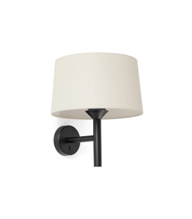 Windsor Wall Lamp with Shade Matt Black Linen 1x E27-1