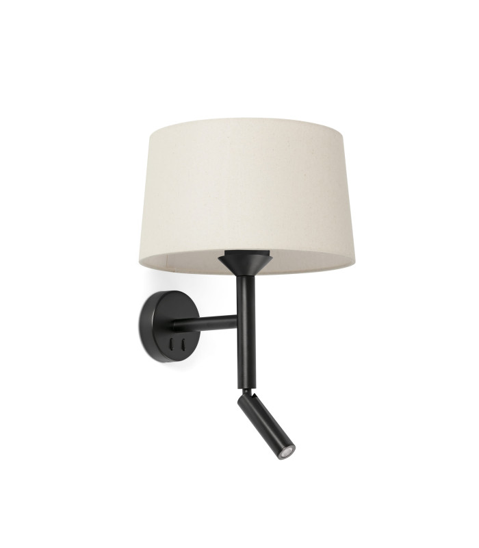 Windsor Reading Wall Light Matt Black Linen 1x E27-1