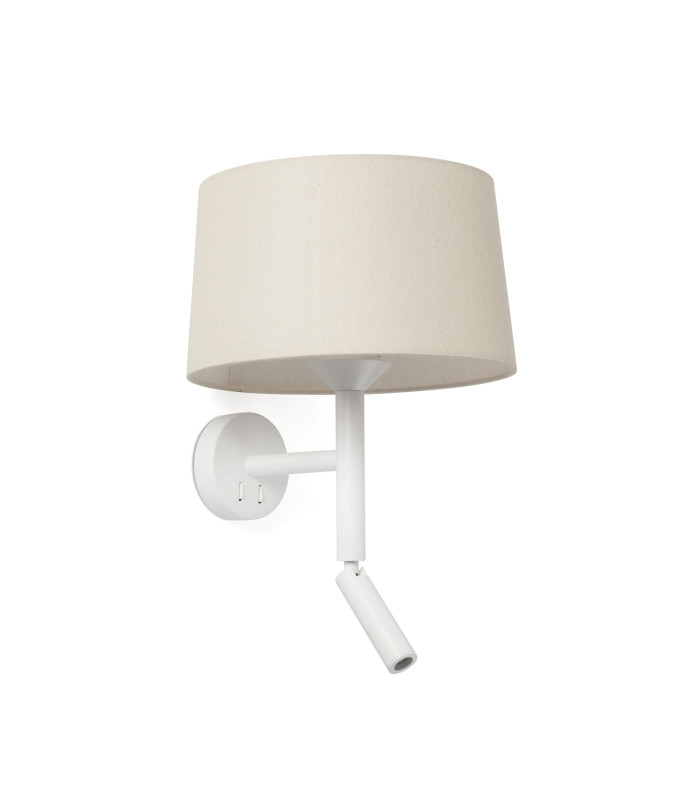 Windsor Reading Wall Light Matt White Linen 1x E27-1