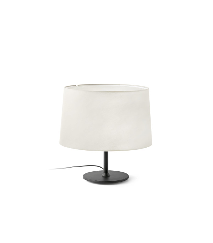 Windsor Table Lamp with Round Tapered Shade Matt Black Linen 1x E27-1