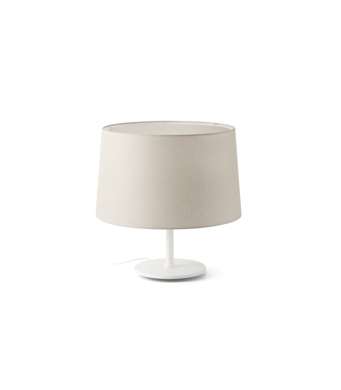 Windsor Table Lamp with Round Tapered Shade Matt White Linen 1x E27-1