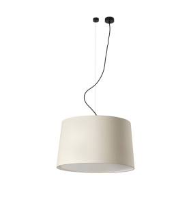 Samba Offset Cylindrical Pendant Ceiling Light Matt Black Linen 3x E27-1