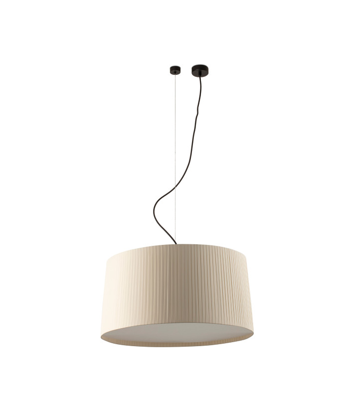 Samba Offset Cylindrical Pendant Ceiling Light Matt Black Beige 3x E27-1