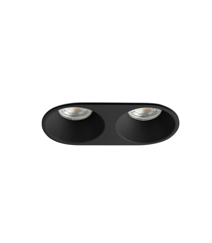 Gas Recessed Downlight Matt Black 2x GU10-1