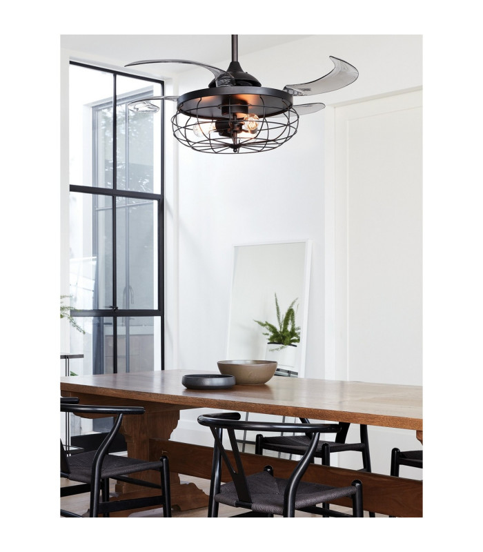 Fanaway Industri AC 121cm Ceiling Fan Matt Black E27 Remote Control-9