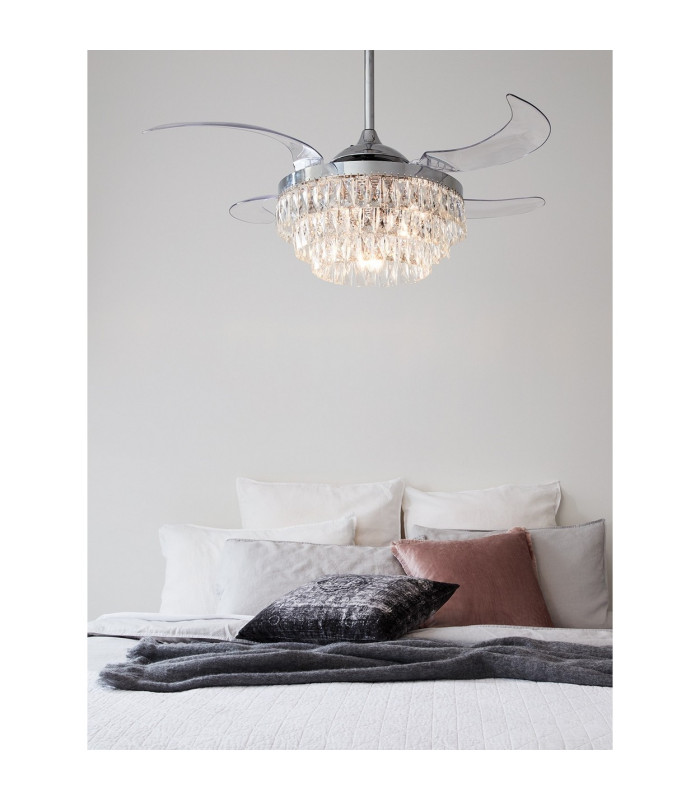 Fanaway Veil AC 121cm Ceiling Fan Chrome E14 Remote Control-7
