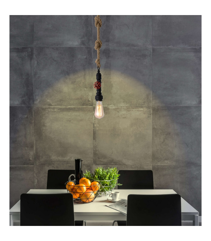 Regia Slim Pendant Ceiling Light Black 1xE27-3