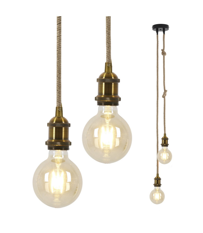 Ontario Slim Pendant Ceiling Light Old Brass 2xE27-10