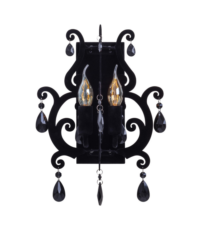Black Velvet Candle Wall Lamp Black 2xE14-2