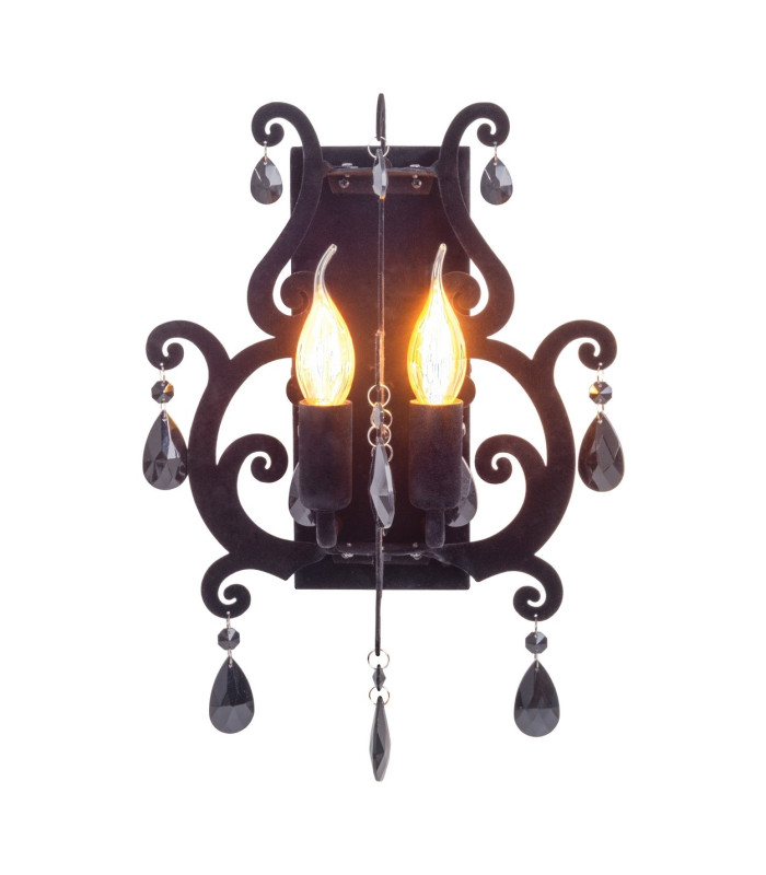 Black Velvet Candle Wall Lamp Black 2xE14-3
