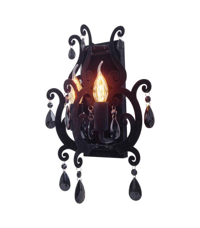 Black Velvet Candle Wall Lamp Black 2xE14-5