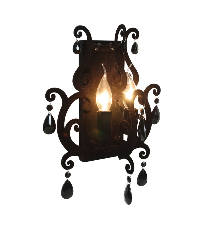 Black Velvet Candle Wall Lamp Black 2xE14-8