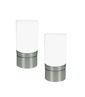 Naeve Set of 2 LED CCT Cylindrical Table Lamp White Battery Powered-1