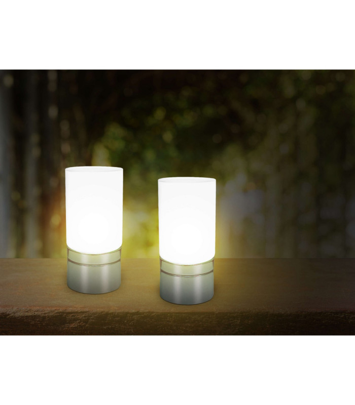 Naeve Set of 2 LED CCT Cylindrical Table Lamp White Battery Powered-2