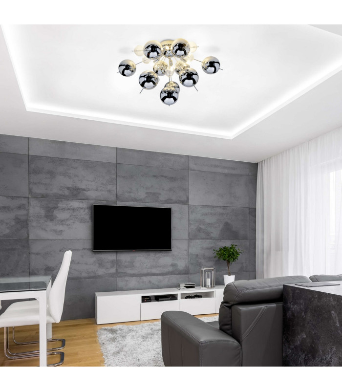 Explosion Semi Flush Ceiling Light Chrome 6xG9-5