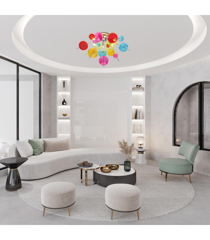 Explosion Semi Flush Ceiling Light Multi Colour 6xG9-3