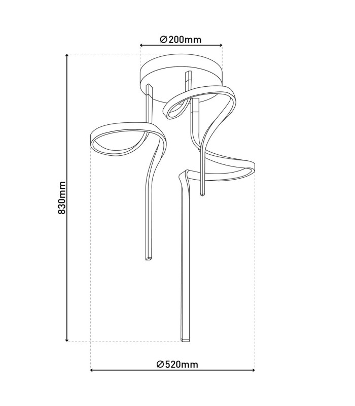 Loop Line Integrated LED Semi Flush Ceiling Light Silver 3000K-4