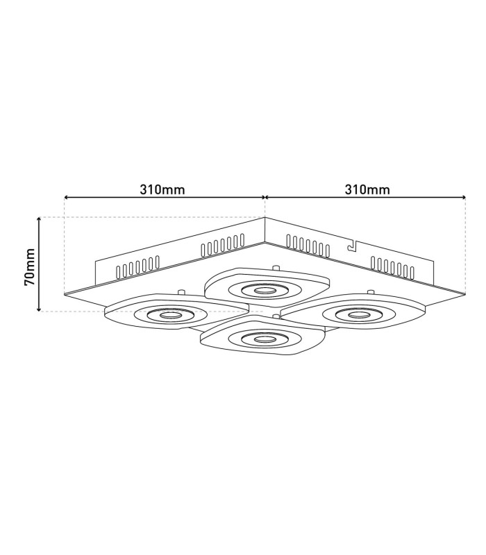 Lucca 31x31cm Integrated LED Semi Flush Ceiling Light Silver 3000K-3