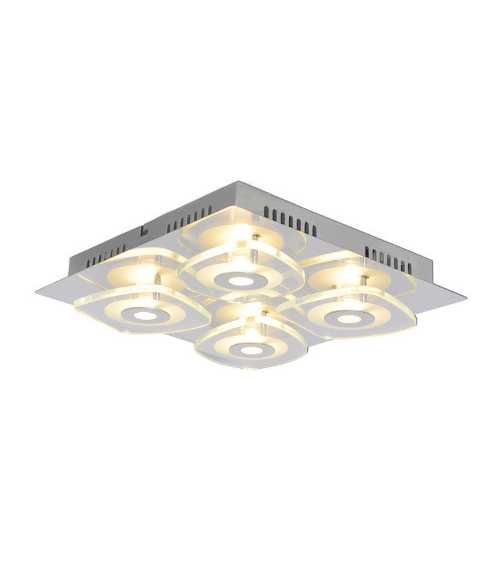 Lucca 31x31cm Integrated LED Semi Flush Ceiling Light Silver 3000K-4