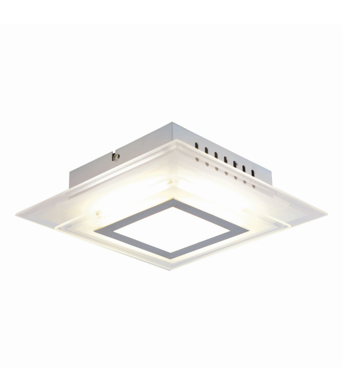 Lucca 28x28cm Integrated LED Semi Flush Ceiling Light Silver 3000K-5