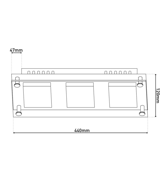 Edingburgh 44x12cm Integrated LED Semi Flush Ceiling Light Chrome 2700K-3