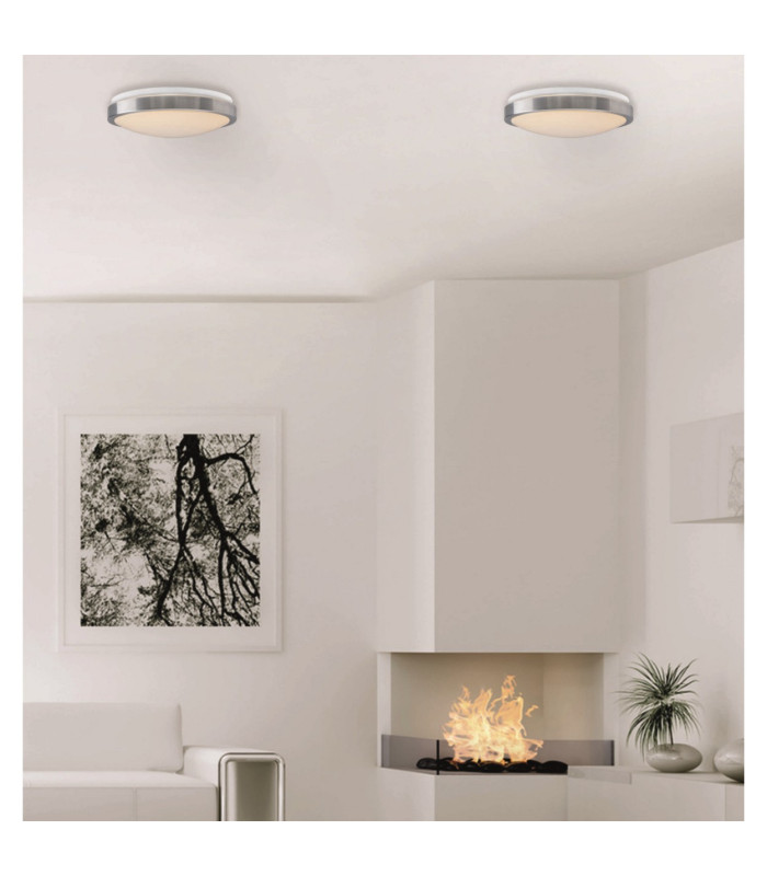 London Dimmable LED Flush Ceiling Light Silver 3000K-4