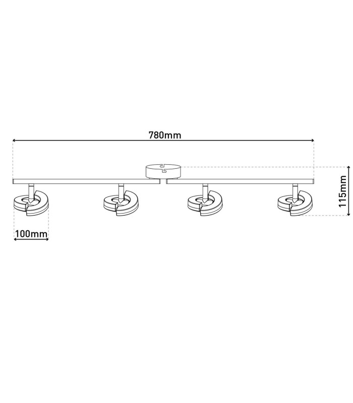 Affi LED Ceiling Spotlight Bar Chrome 3000K-3