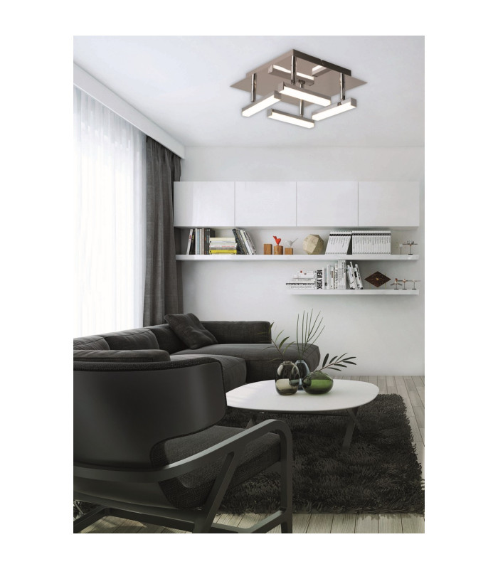 Turin Dimmable Integrated LED Semi Flush Ceiling Light Chrome 3000K-3