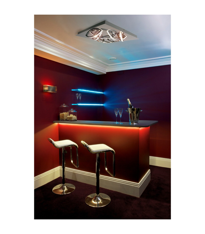 Manchester Dimmable Integrated LED Semi Flush Ceiling Light Chrome 3000K 9 Light-3