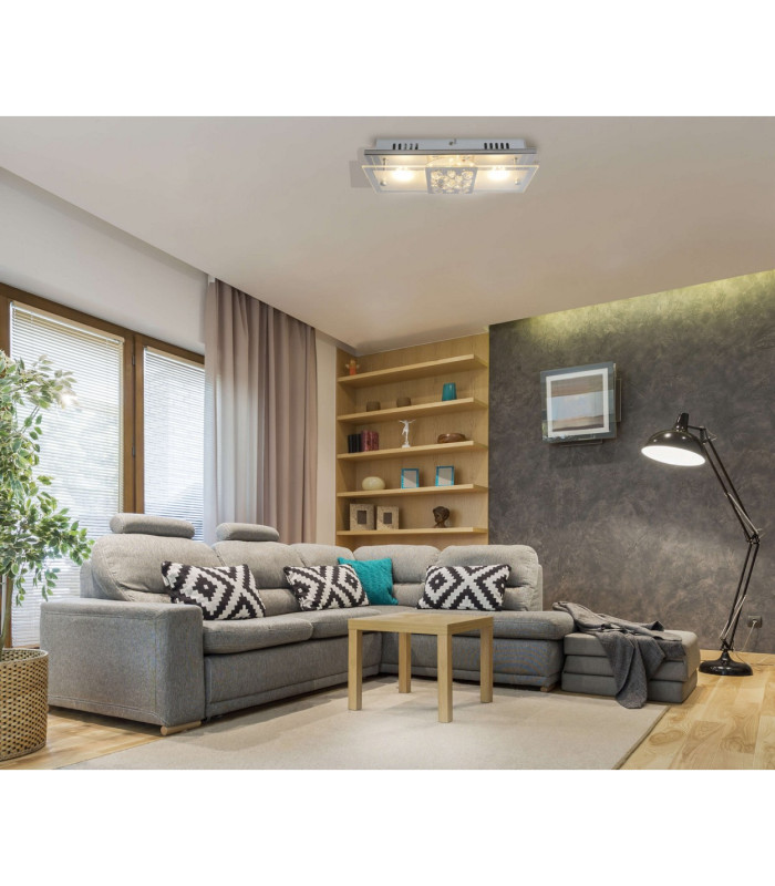 Chur 30x12cm Integrated LED Semi Flush Ceiling Light Chrome 3000K-2
