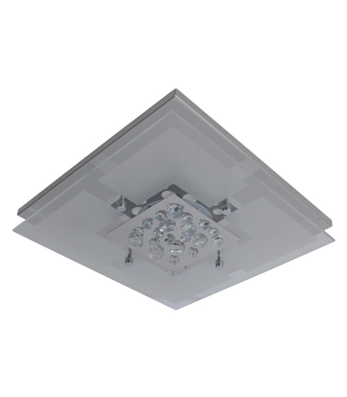 Chur 30x30cm Integrated LED Semi Flush Ceiling Light Chrome Glass 3000K-1