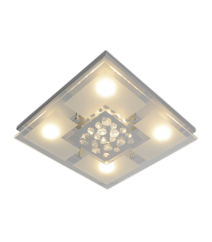 Chur 30x30cm Integrated LED Semi Flush Ceiling Light Chrome Glass 3000K-5