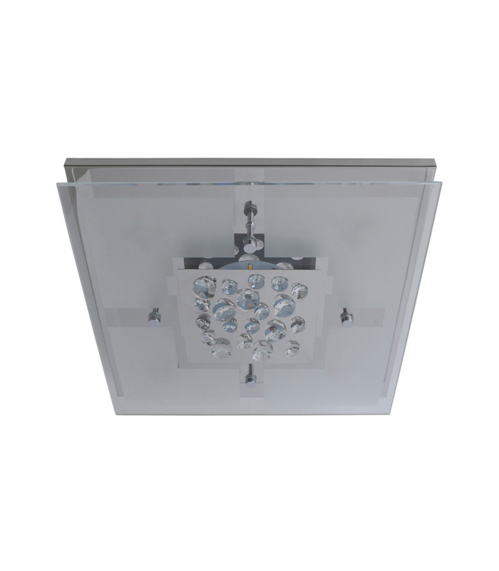 Chur 30x30cm Integrated LED Semi Flush Ceiling Light Chrome Glass 3000K-6