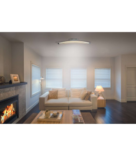 Bow Dimmable Integrated LED Semi Flush Ceiling Light Chrome 3000K-2