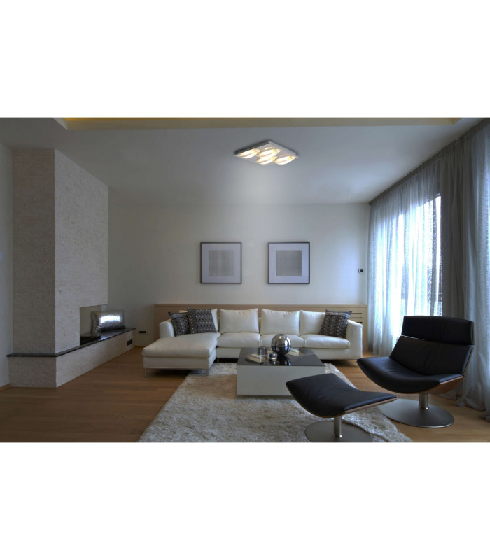 Chur 30x30cm Integrated LED Semi Flush Ceiling Light Chrome 3000K-2