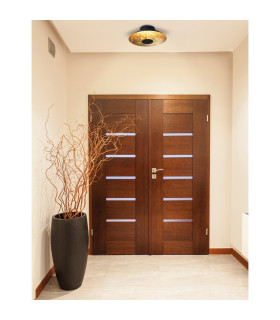 Firenze LED 30cm Bowl Semi Flush Ceiling Light Black-Gold 3000K-2