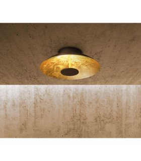 Firenze LED 40cm Bowl Semi Flush Ceiling Light Black-Gold 3000K-2