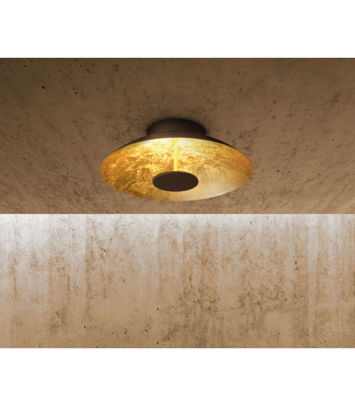 Firenze LED 40cm Bowl Semi Flush Ceiling Light Black-Gold 3000K-2